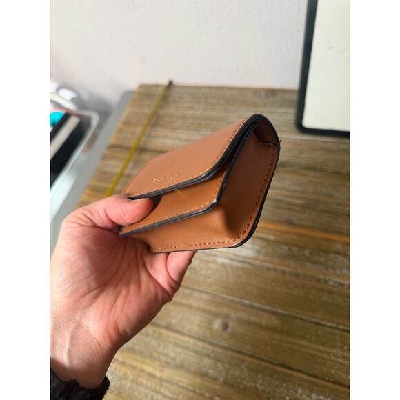 Calvin Klein MINI Card Wallet Key Chain Preppy Minimalist Brown Faux Leather - Picture 5 of 8